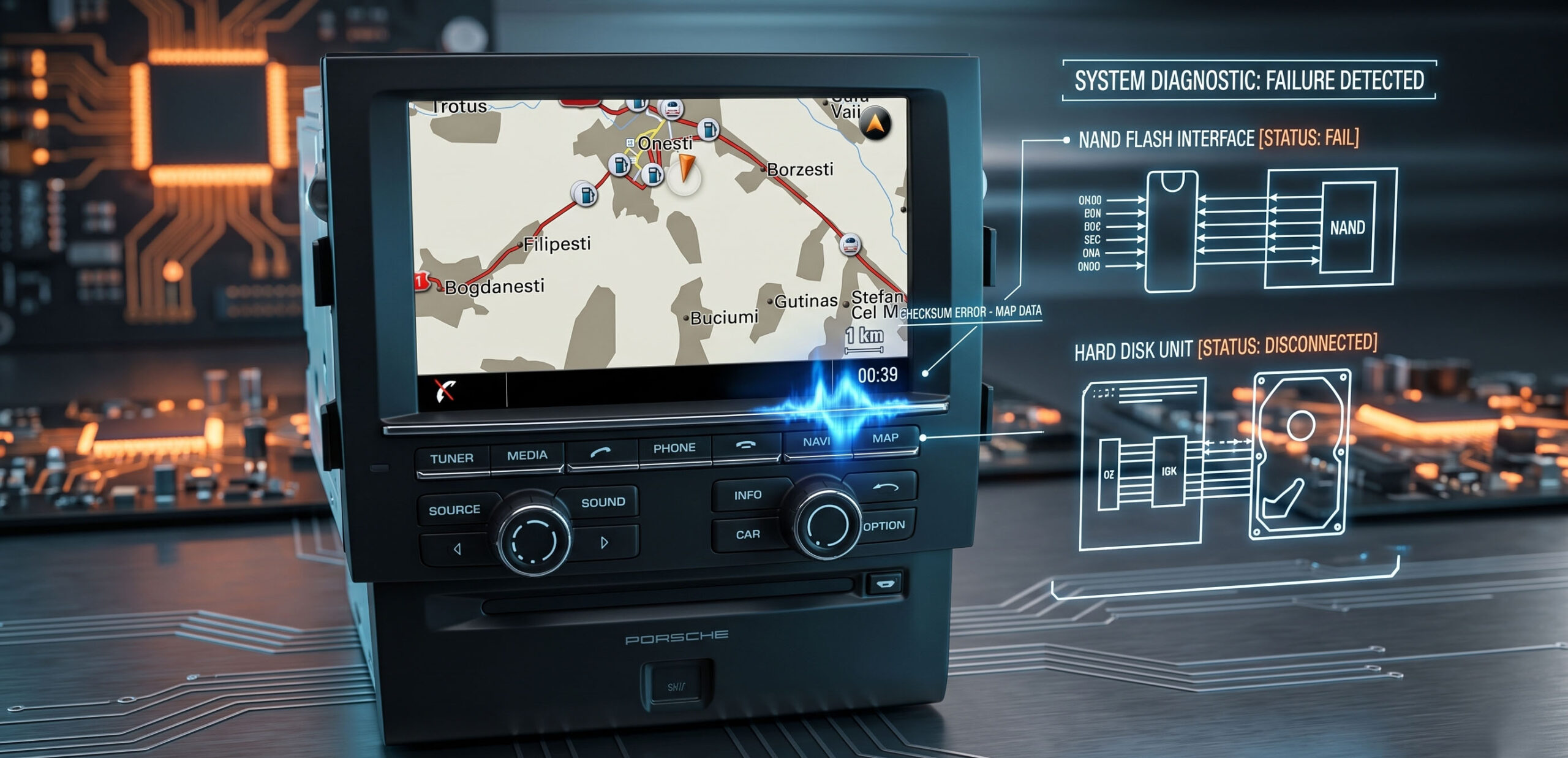Navigatia Porsche PCM3.1 se restarteaza